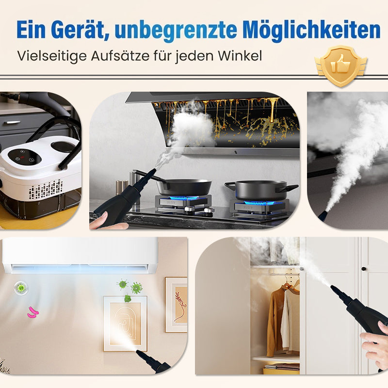 ⏰Hochdruck-Dampfreiniger mit LCD-Display|Vielseitig für Zuhause, Auto & Küche|Effektiv gegen Fett & Bakterien✨