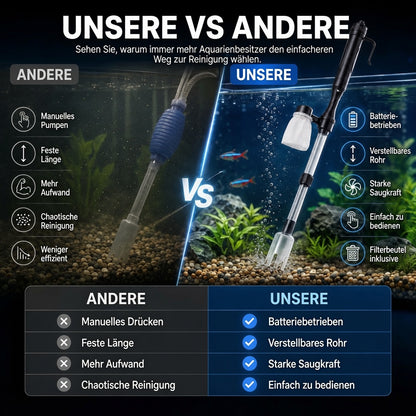 Elektrischer Aquarienkiesreiniger – Automatischer Mulmabsauger, wiederaufladbar & wasserdicht – Perfekt für sauberes Aquarium ohne Wasserwechselstress ✨