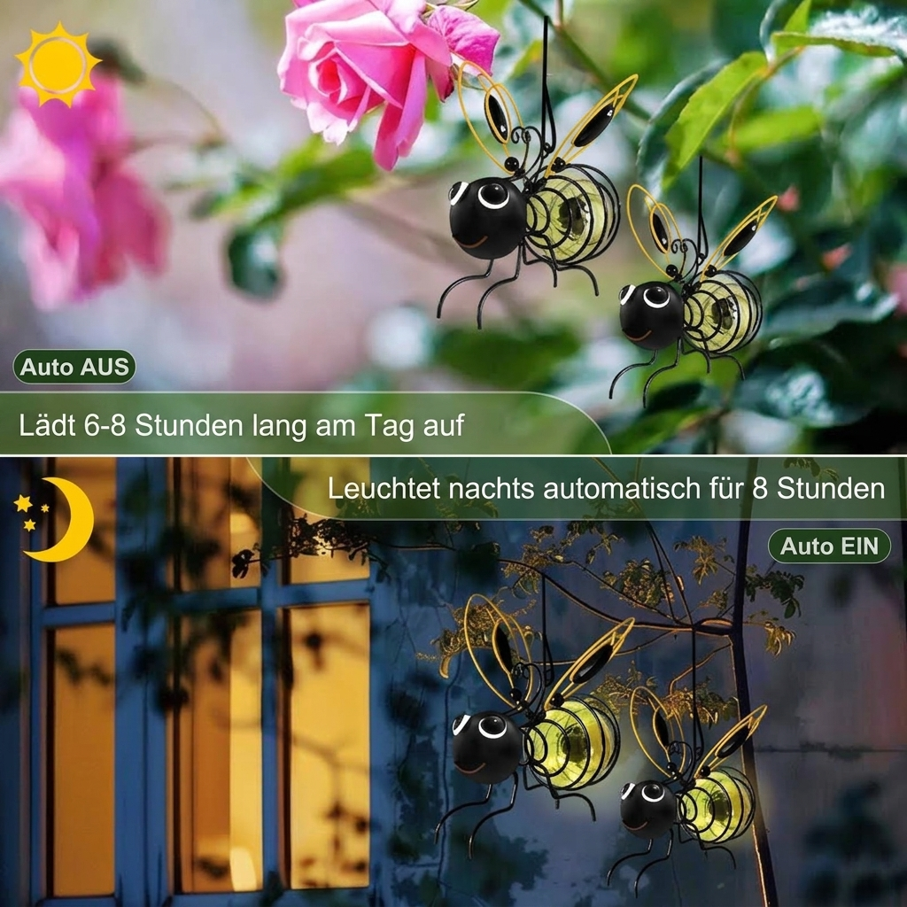 Solar-Hängeleuchte mit Biene für den Außenbereich – Das perfekte Geschenk für Pflanzenliebhaber, Mütter oder einfach jeden, der gerne lächelt ❤️