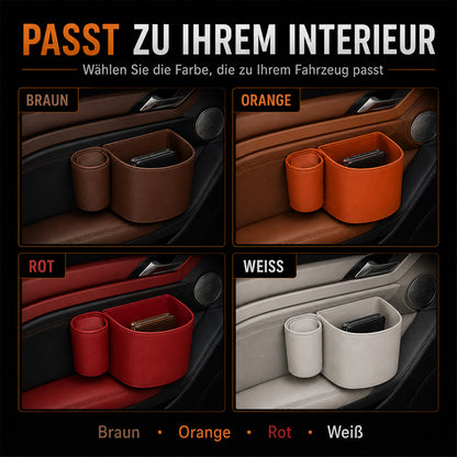 🥳HEISSER VERKAUF 2026🥳💞ÜBER 50.000 VERKAUFT!🚗🧺Getränkehalter aus Leder für die Autotür – Breite Öffnung, Getränke und Handy sind leicht zu erreichen. Sicherer Halt durch Clip-Befestigung. PU-Leder, robust und stilvoll. 🛡️✨