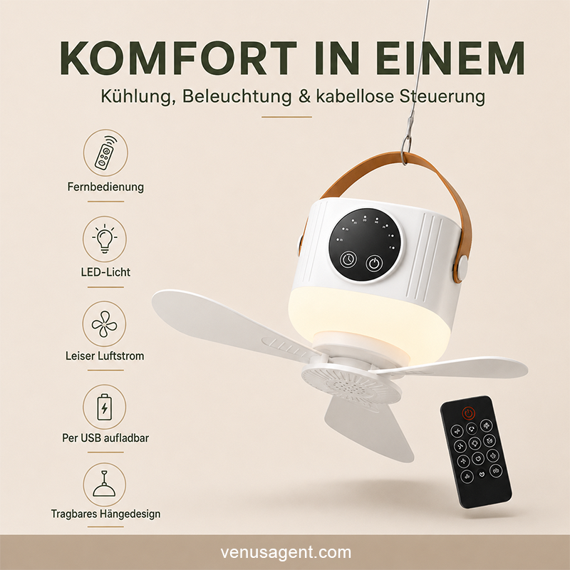 ⏰ Zeitlich begrenztes Angebot: 40% RABATT auf wiederaufladbaren Deckenventilator mit LED! 🌬️✨