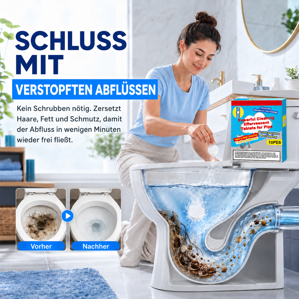 60 % Rabatt🔥🎁 1+1 GRATIS!!🥳 💞 50K+ VERKAUFT! ⚡💧 Leistungsstarke Brausetabletten zur Rohrreinigung