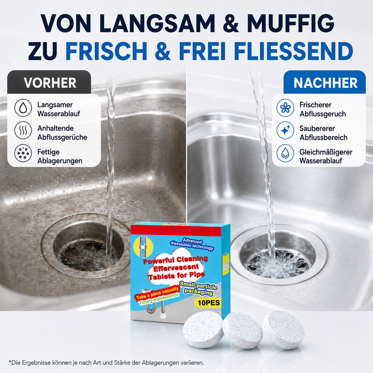 60 % Rabatt🔥🎁 1+1 GRATIS!!🥳 💞 50K+ VERKAUFT! ⚡💧 Leistungsstarke Brausetabletten zur Rohrreinigung