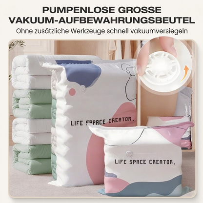 60 % Rabatt🧳💨 50 % Rabatt! Vakuum-Aufbewahrungsbeutel ohne Pumpe – Drücken und versiegeln, keine Pumpe erforderlich. Spart 80 % Platz, hält Kleidung trocken und staubfrei. Ideal für voluminöse Bettwäsche und saisonale Ausrüstung. 🛏️🗄️