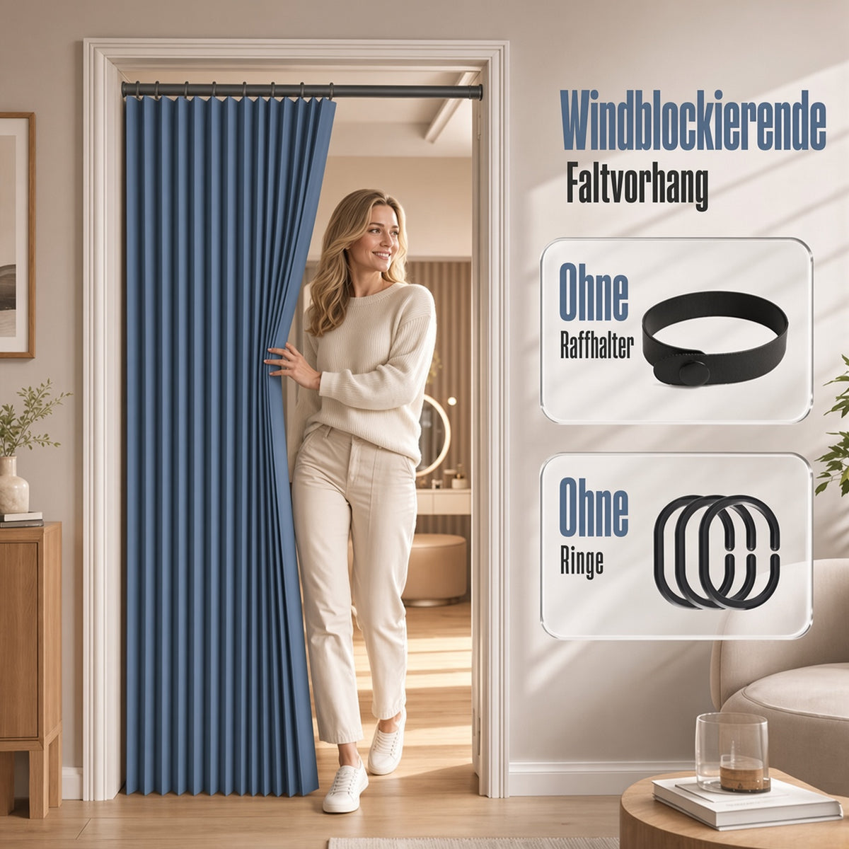 Magnetischer Faltvorhang ohne Bohren