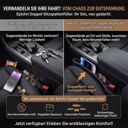 Nie wieder das Handy zwischen den Autositzen verlieren💺🌟Universeller Sitzlücken-Füller • Organizer mit Doppel-Fach🌟