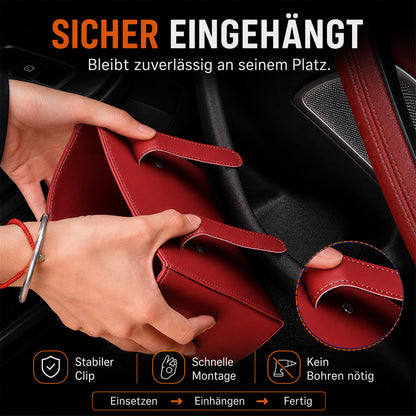 🥳HEISSER VERKAUF 2026🥳💞ÜBER 50.000 VERKAUFT!🚗🧺Getränkehalter aus Leder für die Autotür – Breite Öffnung, Getränke und Handy sind leicht zu erreichen. Sicherer Halt durch Clip-Befestigung. PU-Leder, robust und stilvoll. 🛡️✨