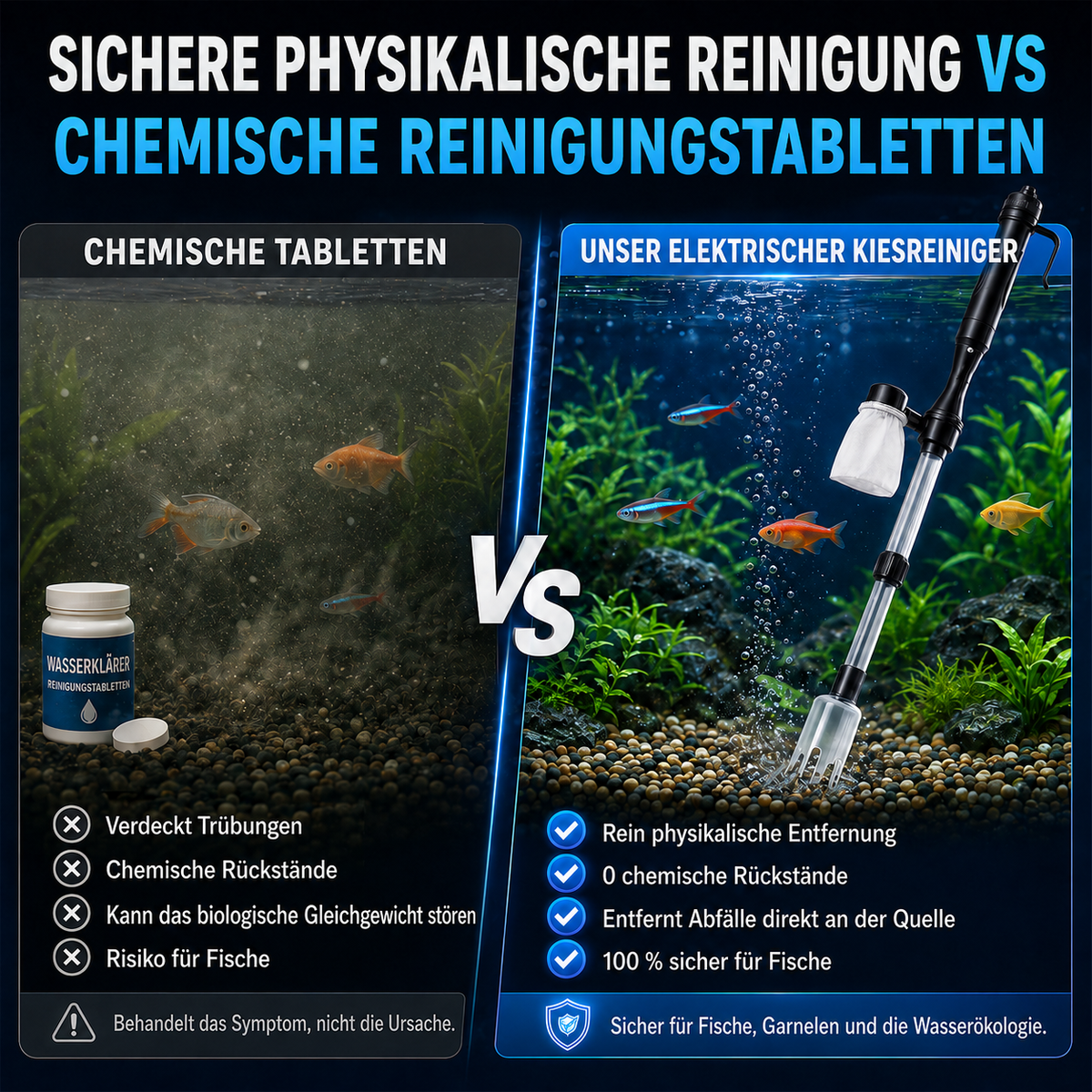Elektrischer Aquarienkiesreiniger – Automatischer Mulmabsauger, wiederaufladbar & wasserdicht – Perfekt für sauberes Aquarium ohne Wasserwechselstress ✨
