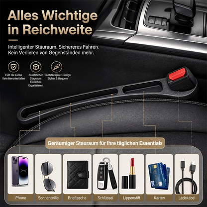 Nie wieder das Handy zwischen den Autositzen verlieren💺🌟Universeller Sitzlücken-Füller • Organizer mit Doppel-Fach🌟