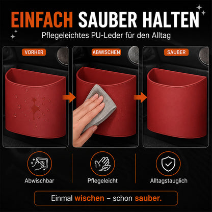 🥳HEISSER VERKAUF 2026🥳💞ÜBER 50.000 VERKAUFT!🚗🧺Getränkehalter aus Leder für die Autotür – Breite Öffnung, Getränke und Handy sind leicht zu erreichen. Sicherer Halt durch Clip-Befestigung. PU-Leder, robust und stilvoll. 🛡️✨