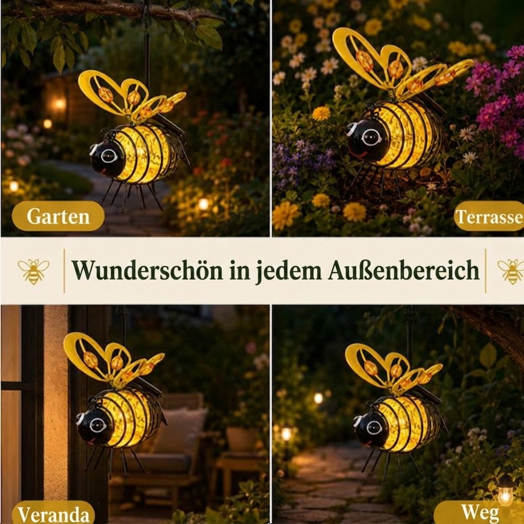 Solar-Hängeleuchte mit Biene für den Außenbereich – Das perfekte Geschenk für Pflanzenliebhaber, Mütter oder einfach jeden, der gerne lächelt ❤️