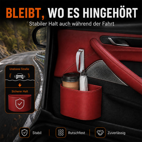 🥳HEISSER VERKAUF 2026🥳💞ÜBER 50.000 VERKAUFT!🚗🧺Getränkehalter aus Leder für die Autotür – Breite Öffnung, Getränke und Handy sind leicht zu erreichen. Sicherer Halt durch Clip-Befestigung. PU-Leder, robust und stilvoll. 🛡️✨