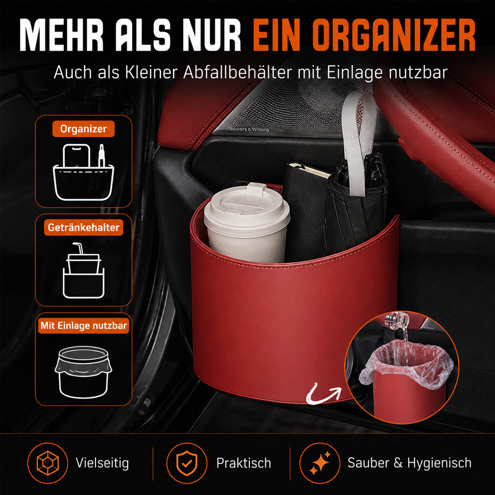 🥳HEISSER VERKAUF 2026🥳💞ÜBER 50.000 VERKAUFT!🚗🧺Getränkehalter aus Leder für die Autotür – Breite Öffnung, Getränke und Handy sind leicht zu erreichen. Sicherer Halt durch Clip-Befestigung. PU-Leder, robust und stilvoll. 🛡️✨