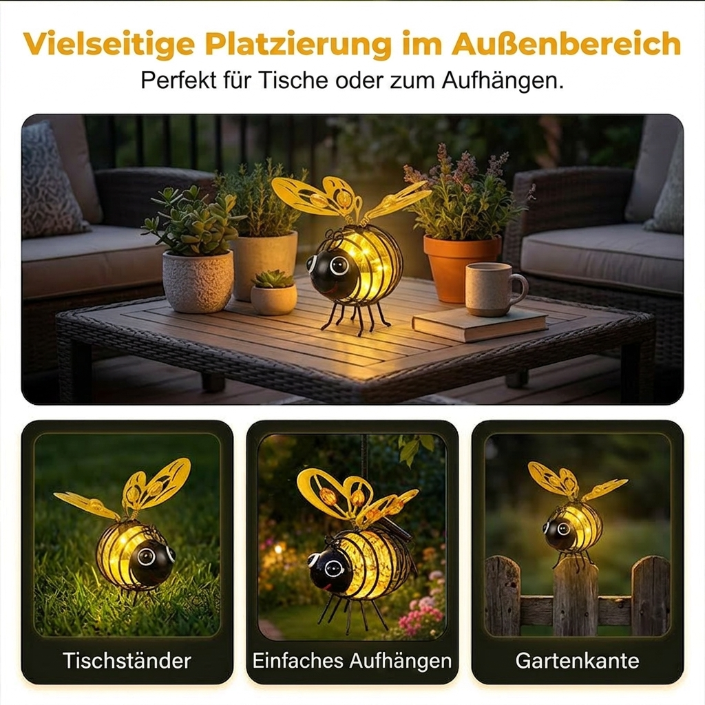 Solar-Hängeleuchte mit Biene für den Außenbereich – Das perfekte Geschenk für Pflanzenliebhaber, Mütter oder einfach jeden, der gerne lächelt ❤️