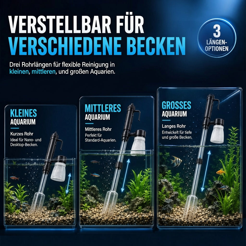 Elektrischer Aquarienkiesreiniger – Automatischer Mulmabsauger, wiederaufladbar & wasserdicht – Perfekt für sauberes Aquarium ohne Wasserwechselstress ✨
