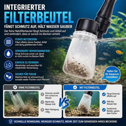 Elektrischer Aquarienkiesreiniger – Automatischer Mulmabsauger, wiederaufladbar & wasserdicht – Perfekt für sauberes Aquarium ohne Wasserwechselstress ✨