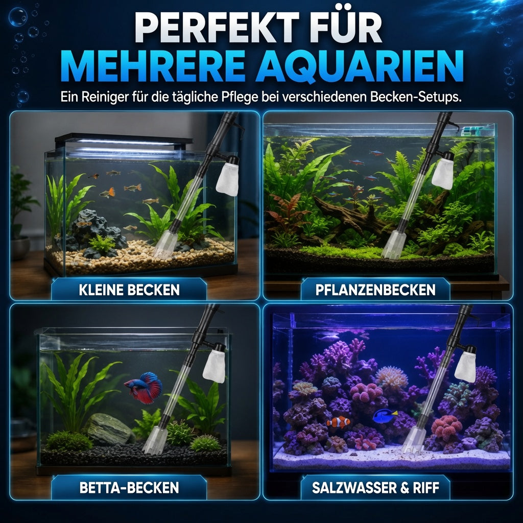 Elektrischer Aquarienkiesreiniger – Automatischer Mulmabsauger, wiederaufladbar & wasserdicht – Perfekt für sauberes Aquarium ohne Wasserwechselstress ✨