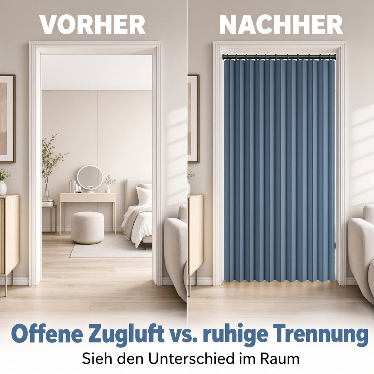 Magnetischer Faltvorhang ohne Bohren