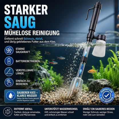 Elektrischer Aquarienkiesreiniger – Automatischer Mulmabsauger, wiederaufladbar & wasserdicht – Perfekt für sauberes Aquarium ohne Wasserwechselstress ✨