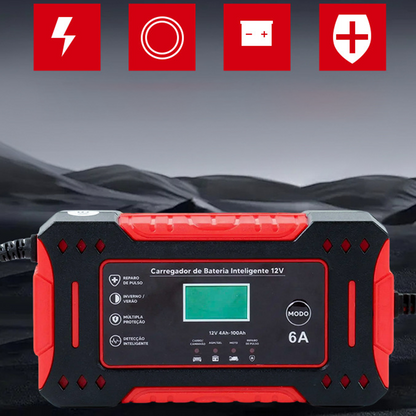 12V Slim Ladegerät (6A + Pulsreparatur) – Kompatibel mit Auto/Motorrad/E-Bike: Sicher & Langlebig! -Remifa®