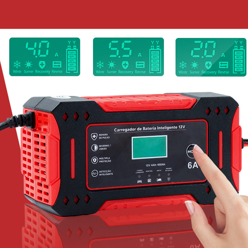 12V Slim Ladegerät (6A + Pulsreparatur) – Kompatibel mit Auto/Motorrad/E-Bike: Sicher & Langlebig! -Remifa®