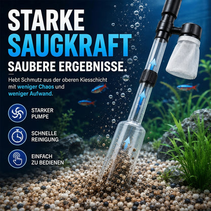 Elektrischer Aquarienkiesreiniger – Automatischer Mulmabsauger, wiederaufladbar & wasserdicht – Perfekt für sauberes Aquarium ohne Wasserwechselstress ✨